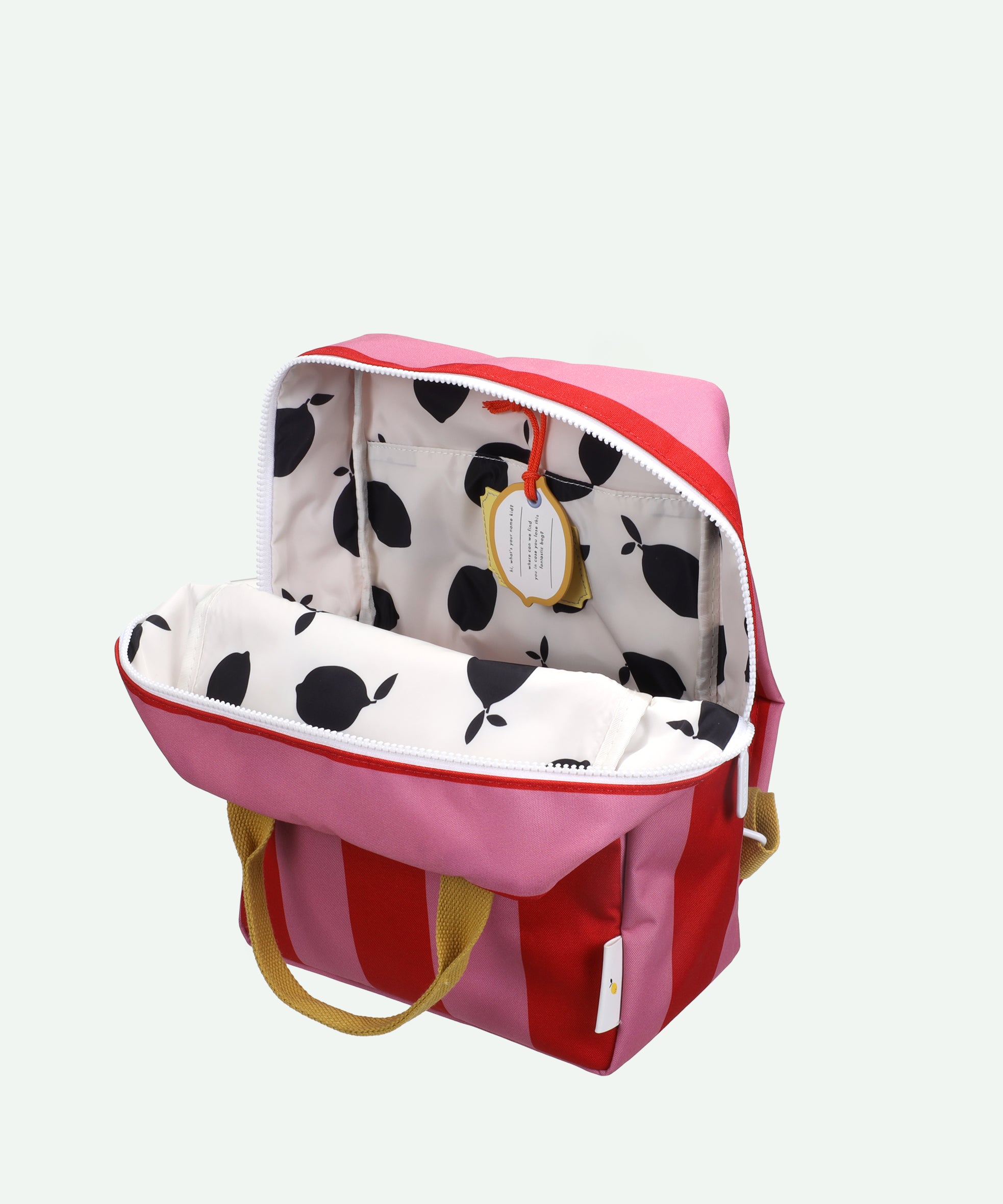 Sticky Lemon backpack medium | lemon tree | stripes | red apple + rosebay pink