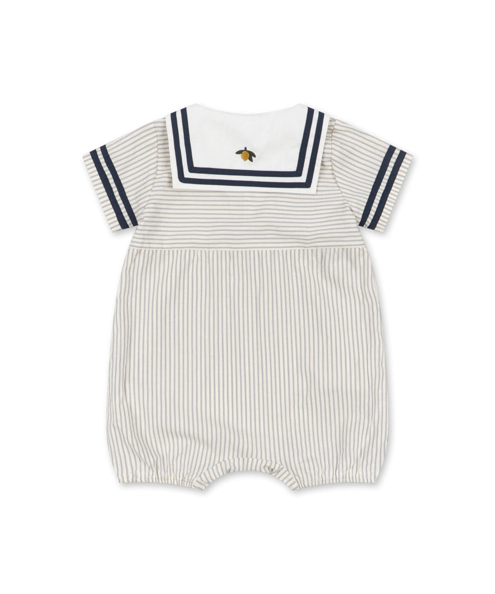 ALLIE SAILOR ROMPER GOTS - BLEU STRIPE