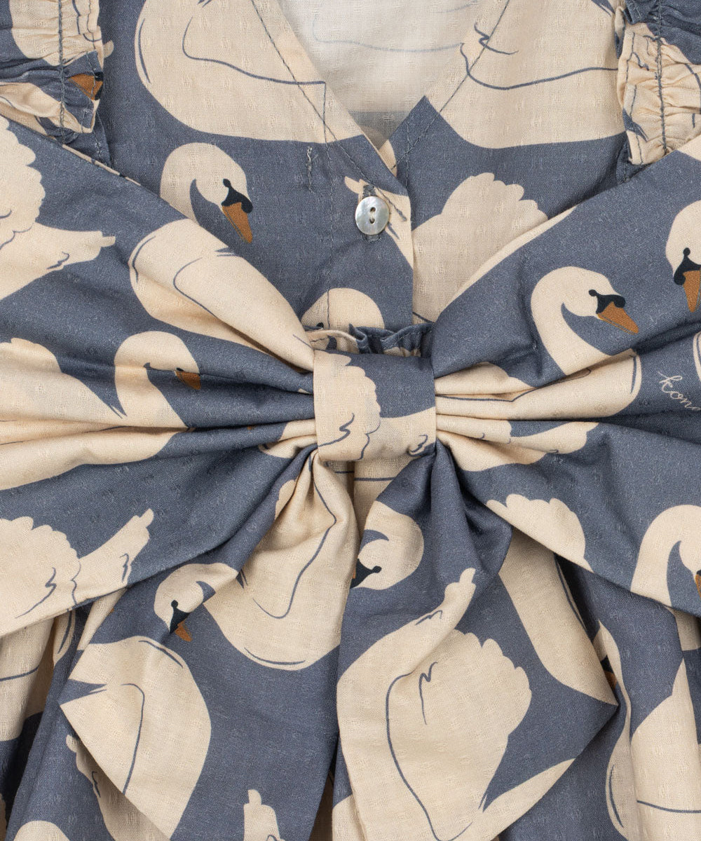 EVIA LS BOW DRESS GOTS - SWAN