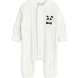 Panda texture knit baby onesie