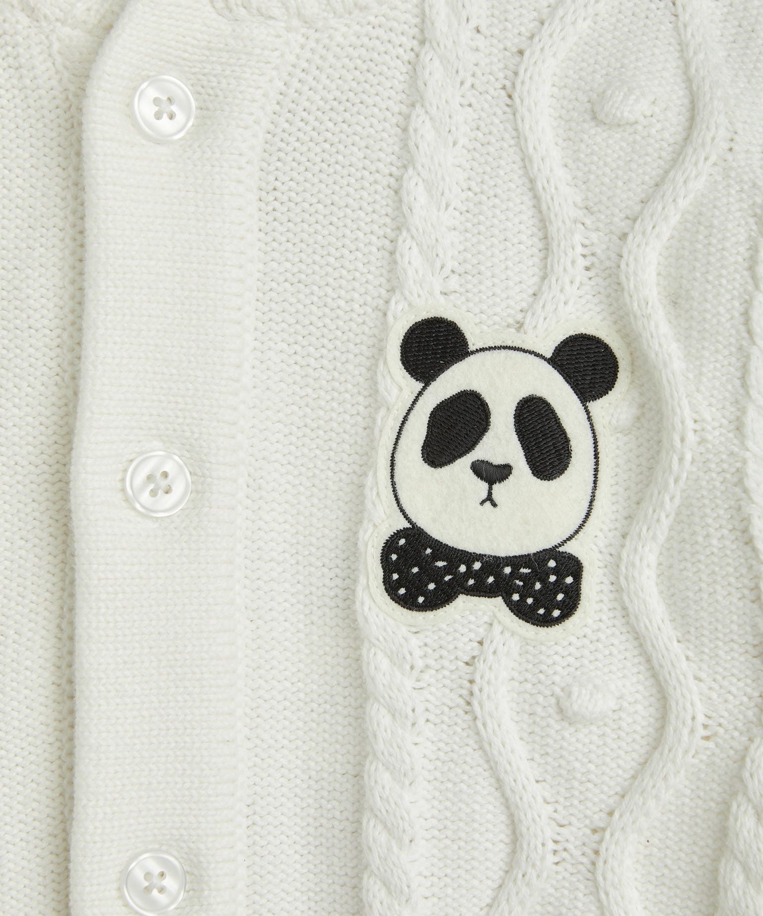 Panda texture knit baby onesie