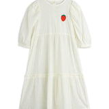 Strawberry emb schiffli woven puff sleeve dress