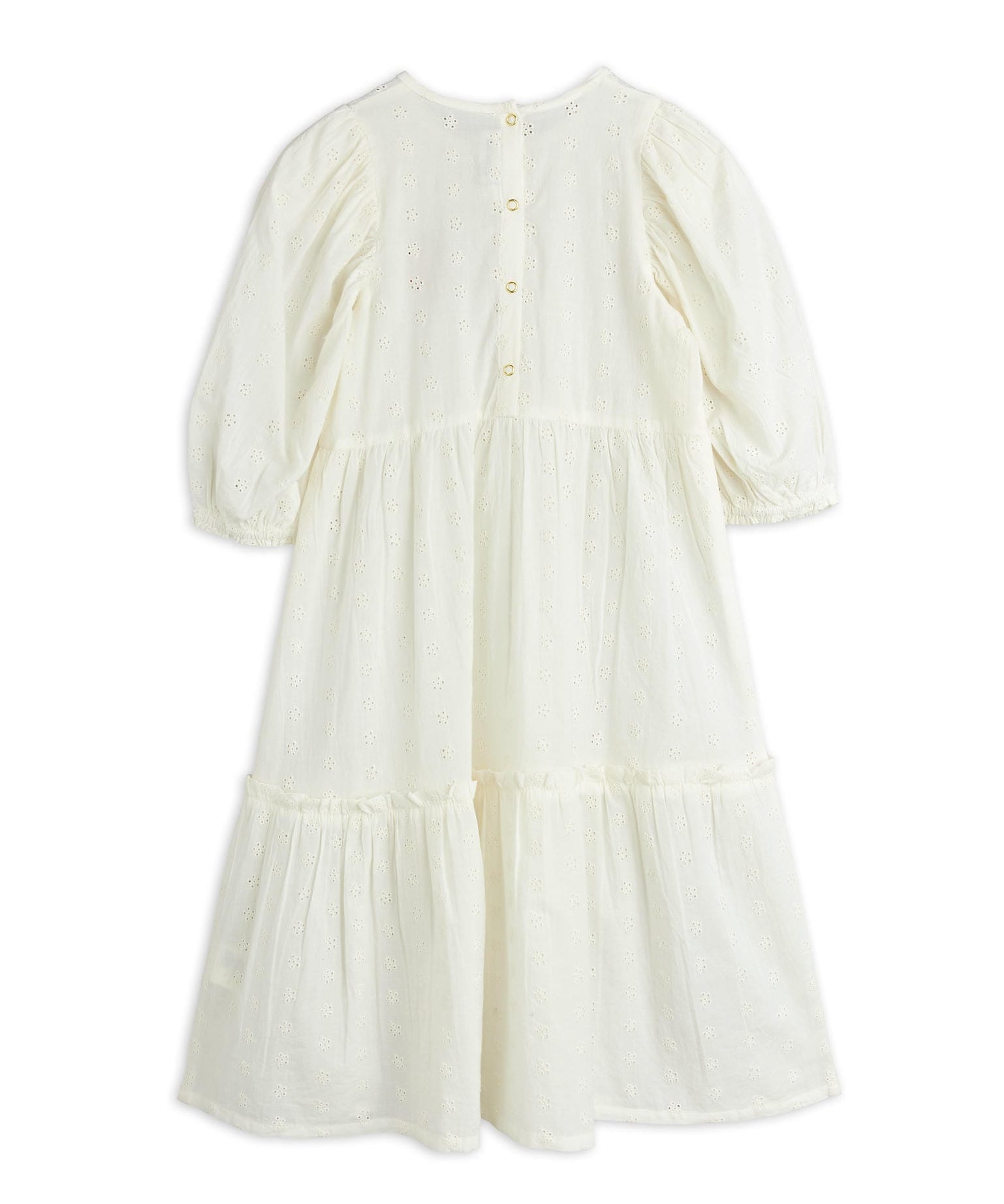 Strawberry emb schiffli woven puff sleeve dress