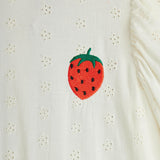 Strawberry emb schiffli woven puff sleeve dress