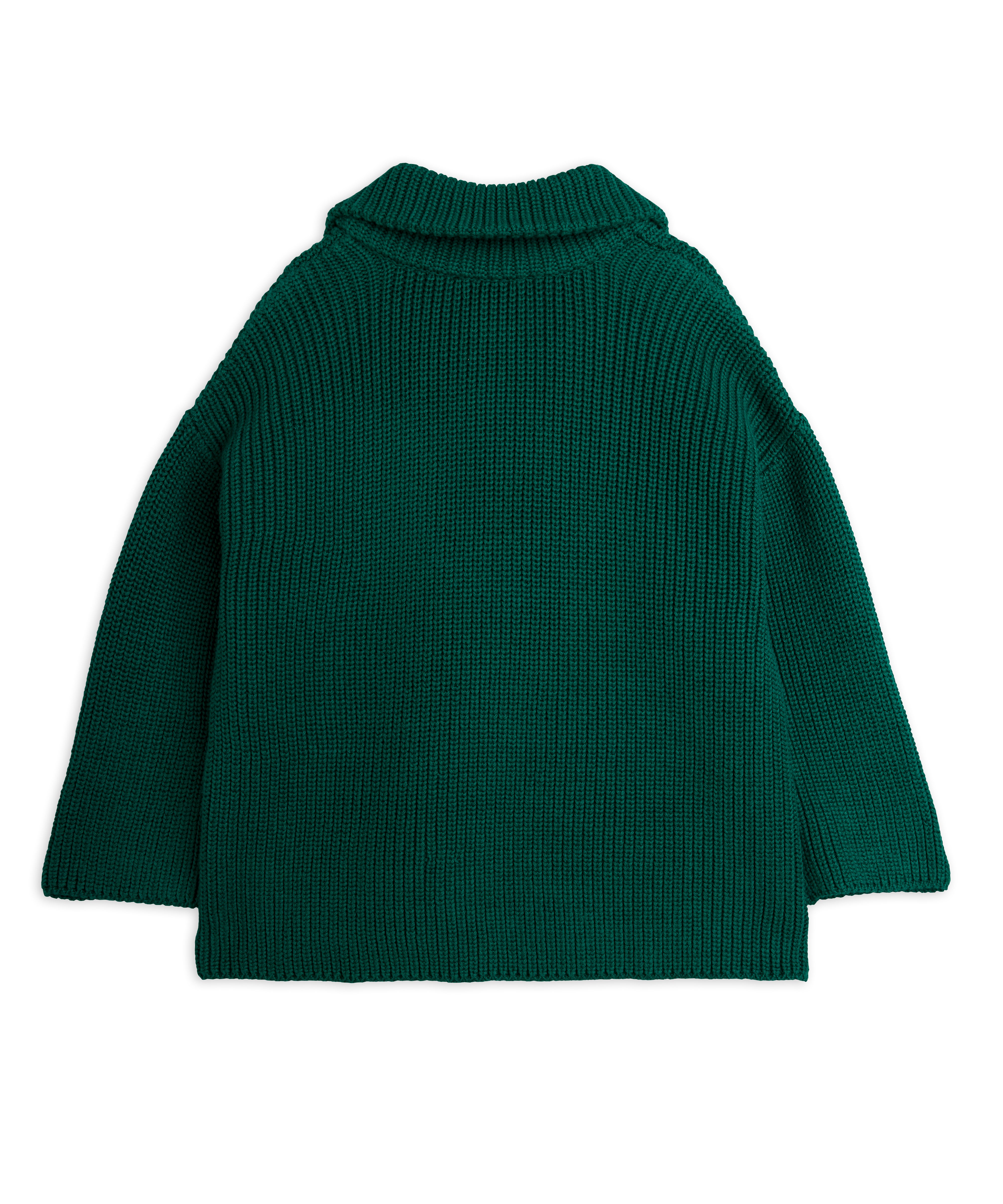 Panda patch chunky knit half zip sweater - Green