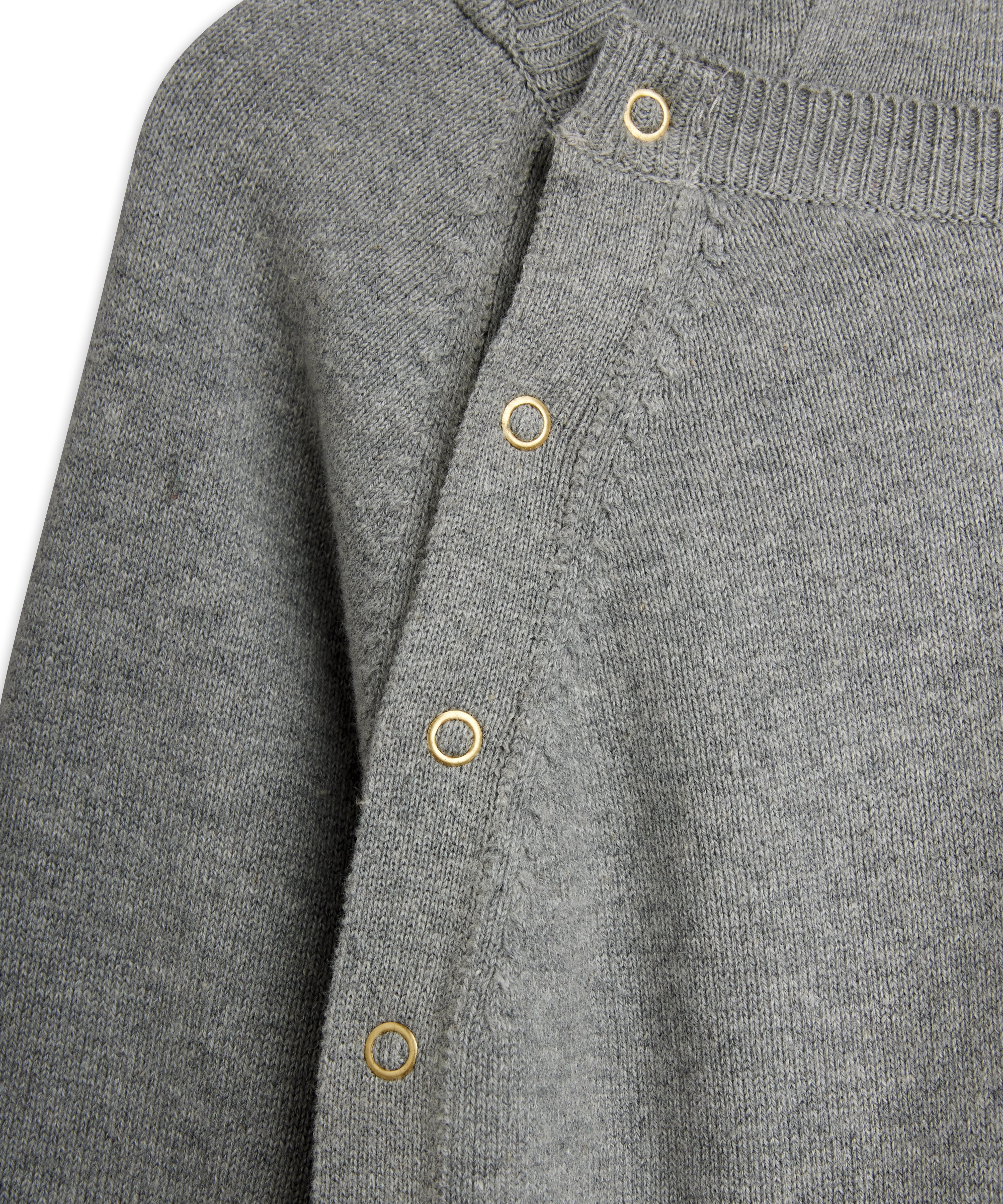 Rabbit ear fine knit baby jumpsuit - Grey Melange
