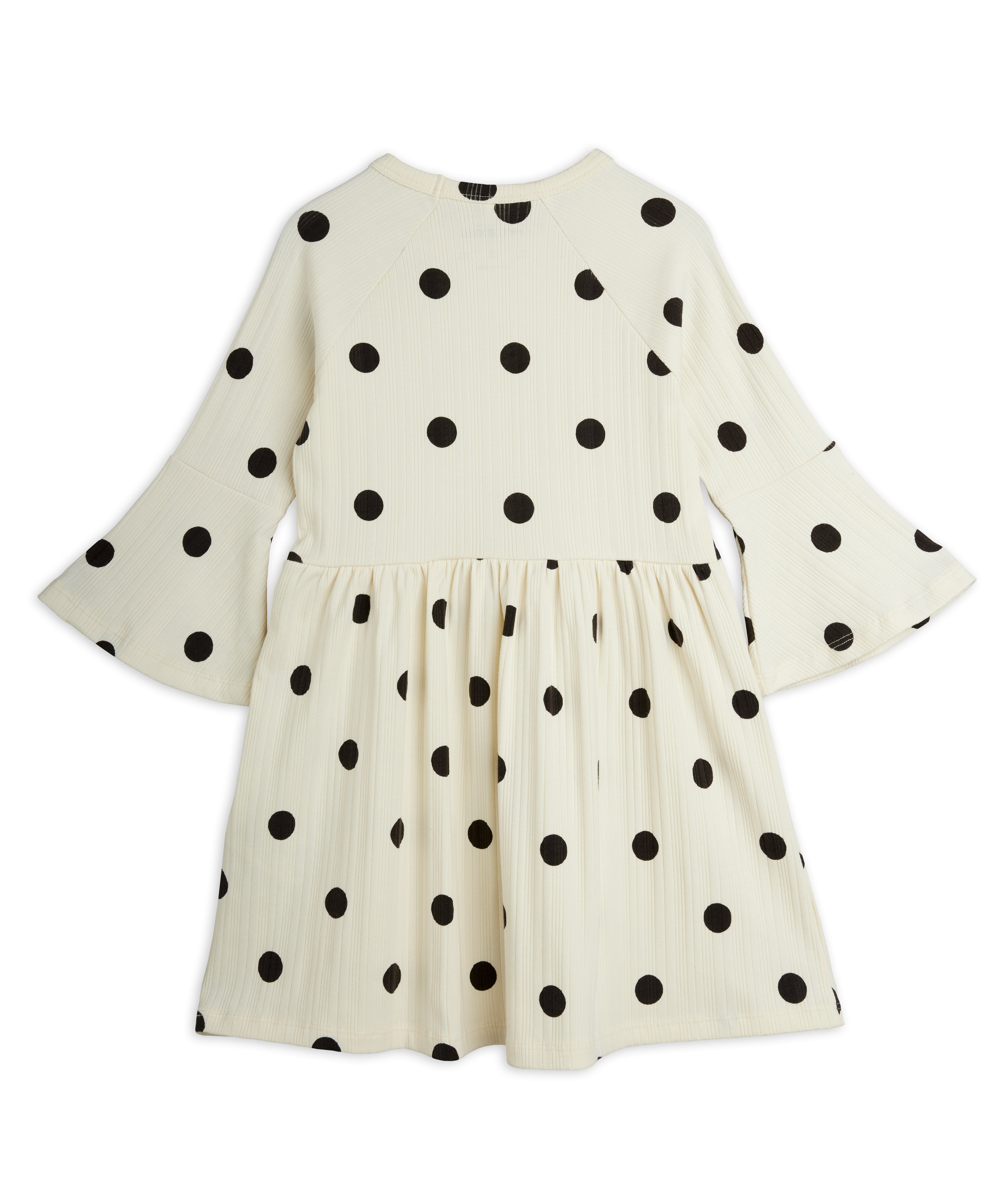 Dots aop dog trumpet sleeve dress - Off-white