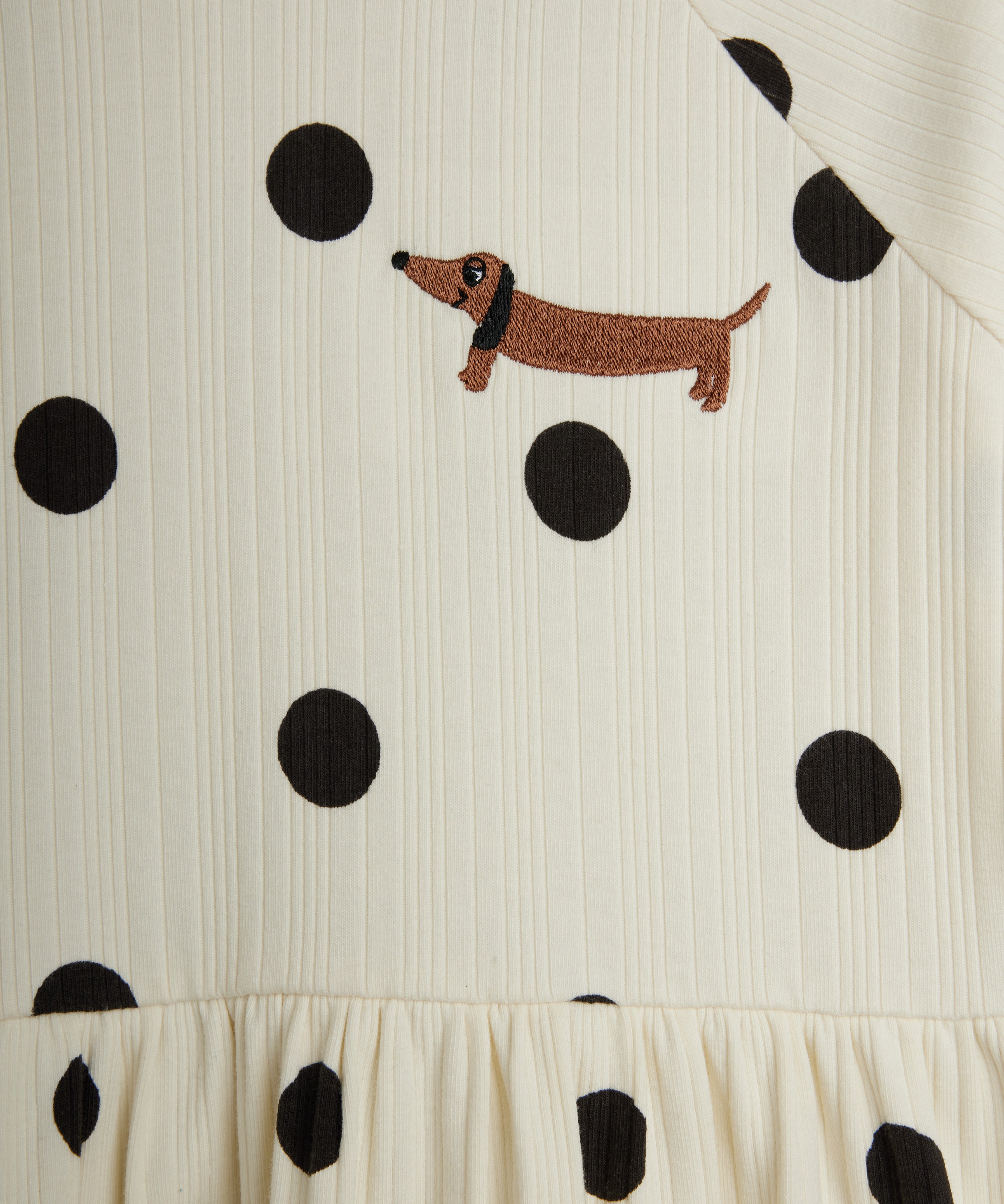 Dots aop dog trumpet sleeve dress - Off-white