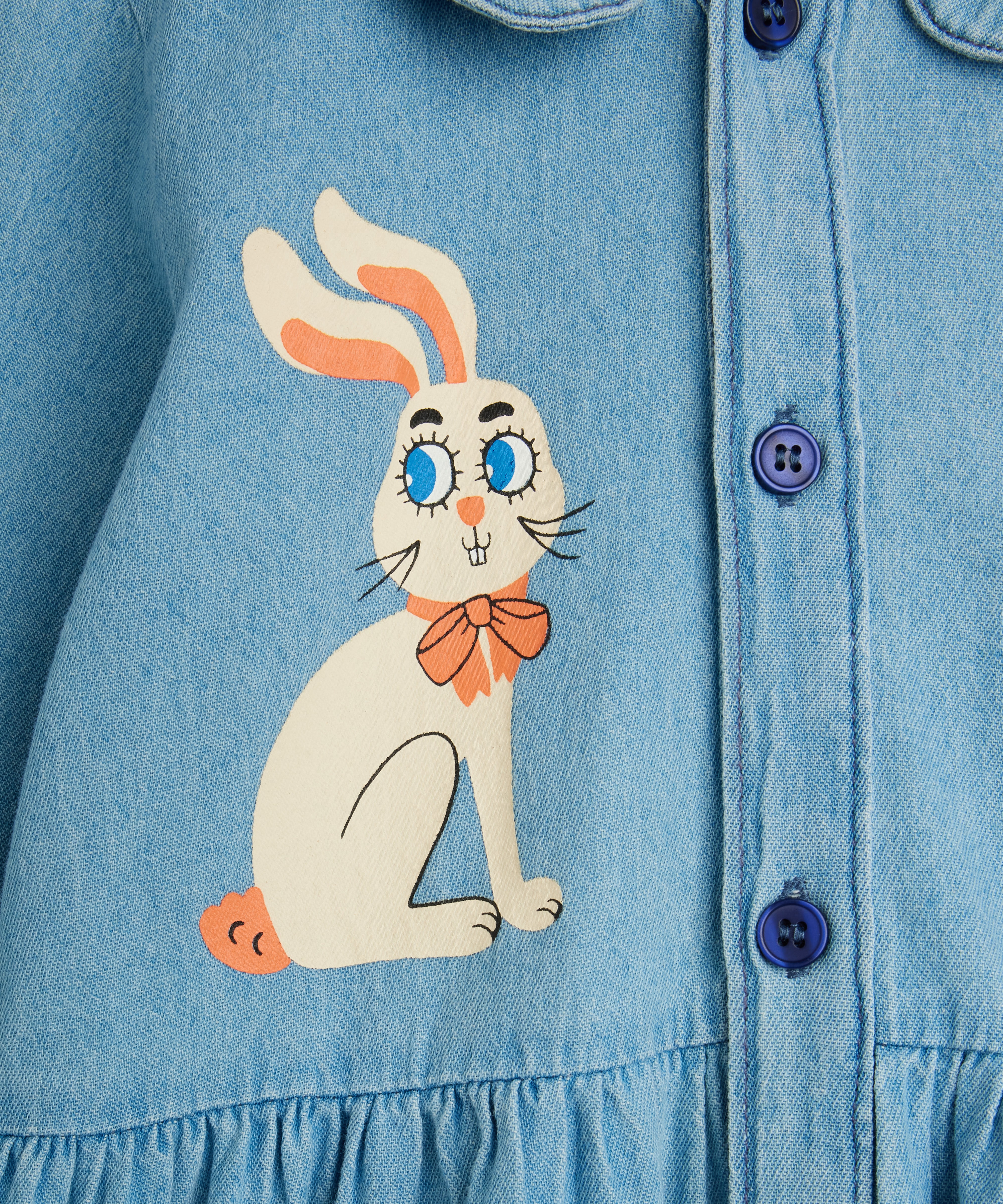 LW denim rabbit sp woven dress - Blue