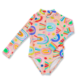 Long Sleeve Zip Bather Fancy Fins
