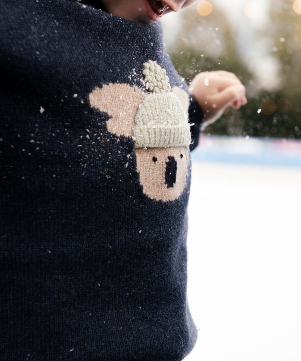 Denn Merino Wool Sweater | Koala | Blue Marine Melange