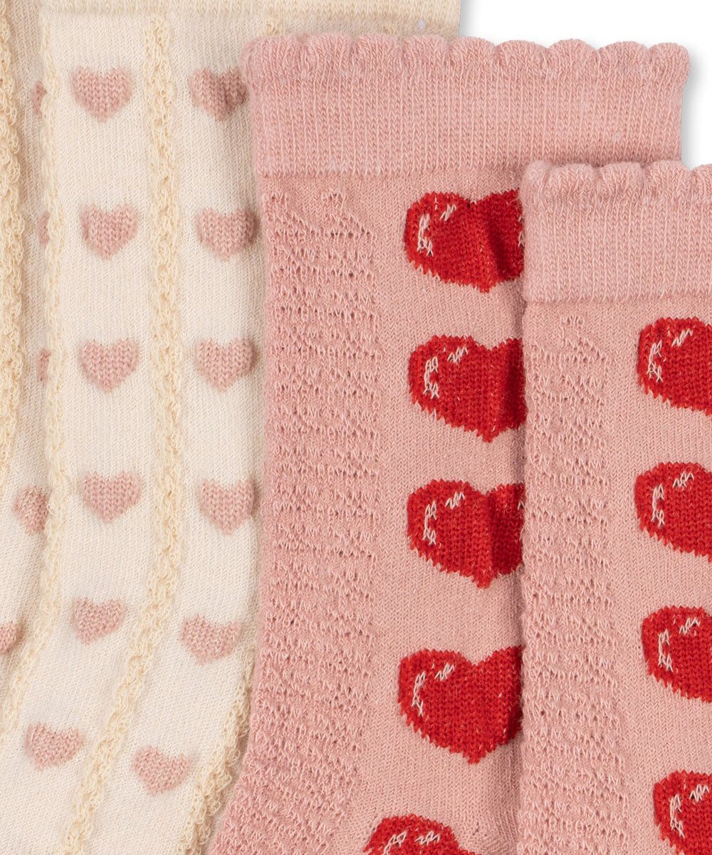 2 PACK HEART JAQUARD SOCKS - HEART MIX