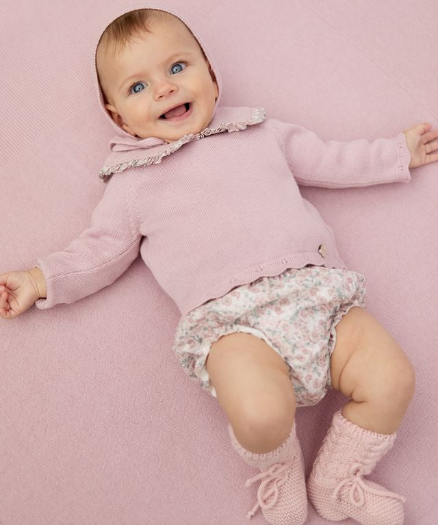 SET SWEATER & NAPPY COVER KNIT & WOVEN GIRL LENA