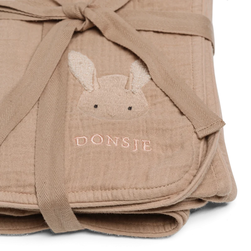 Ploekie Muslin Blanket S | Fluffy Bunny | Rose Mocha