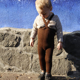 Organic Footed Cotton Tights with Braces  - Chocolate Brown