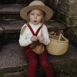Organic Footed Cotton Tights with Braces  - Maple Leaf