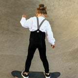 Organic Footless Cotton Tights with Braces  - Classic Black Checked