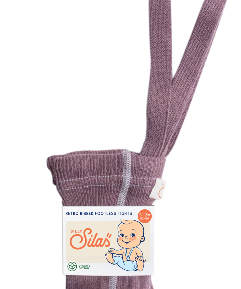 Organic Footless Cotton Tights with Braces  - Acai Smoothie