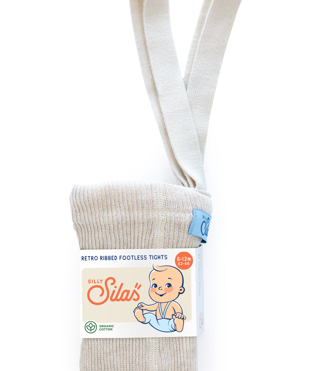 Organic Footless Cotton Tights with Braces  - Cream Blend