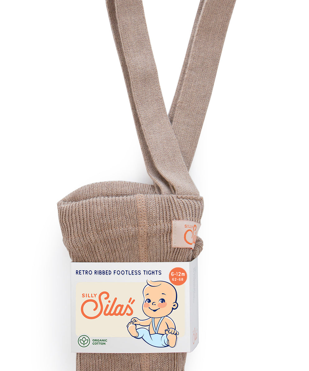 Organic Footless Cotton Tights with Braces  - Peanut Blend