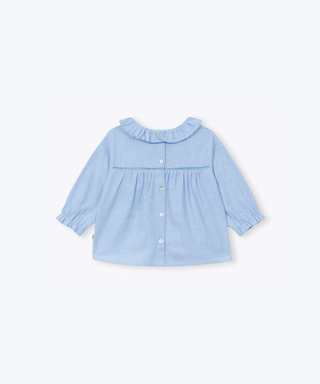 Embroidered Flower Baby Blouse | Sky Blue