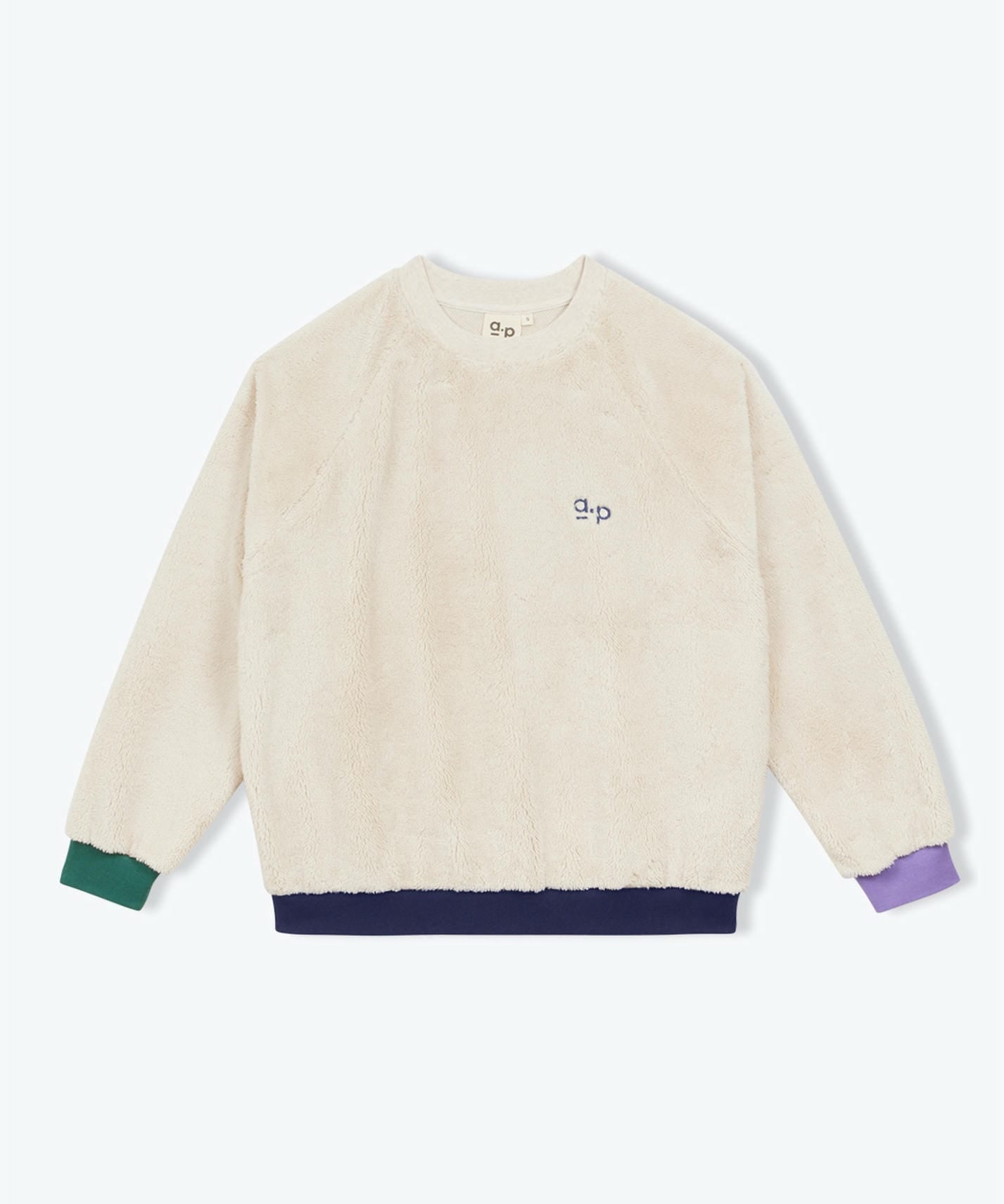 Tricolour Sherpa Sweatshirt | Beige