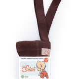 Organic Footed Cotton Tights with Braces  - Chocolate Brown