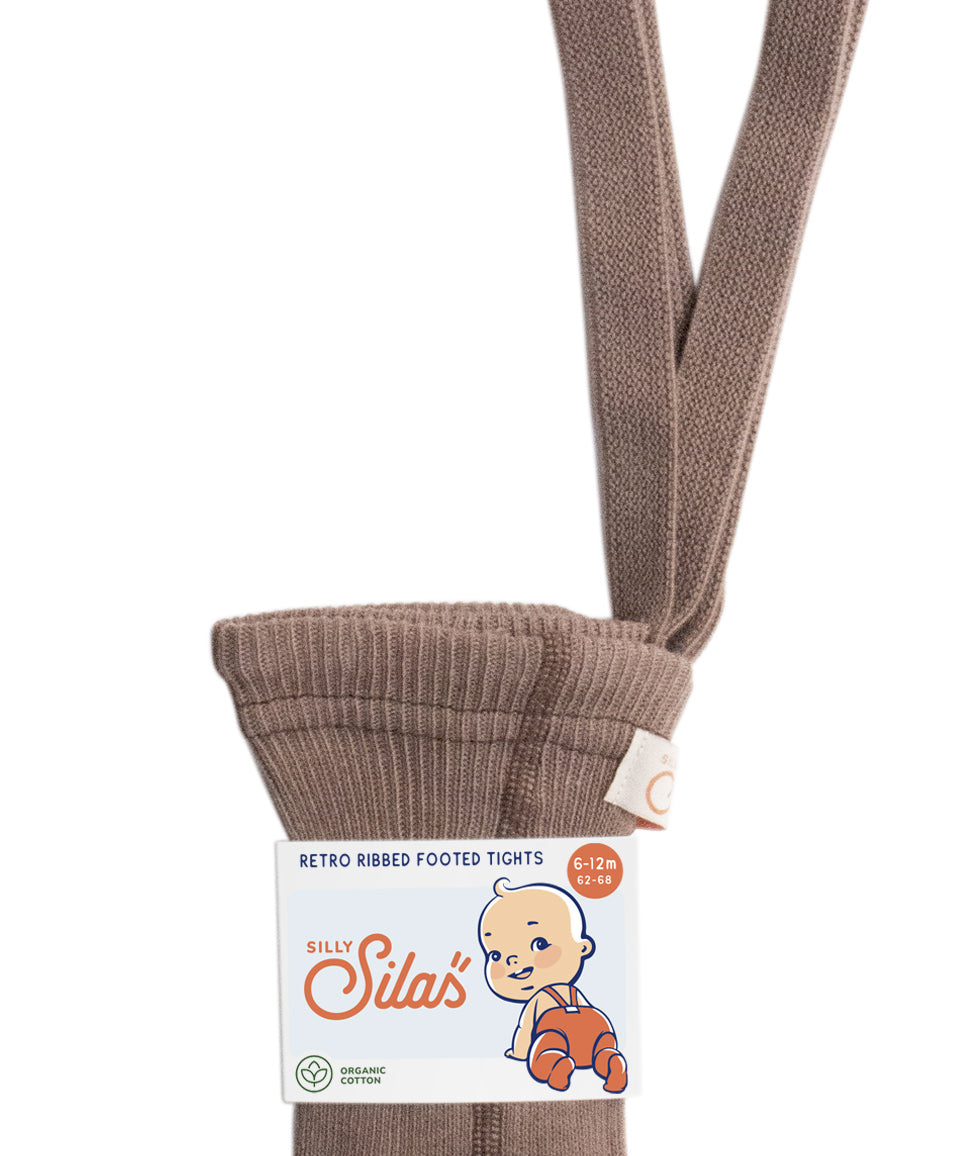 Organic Footed Cotton Tights with Braces  - Granola