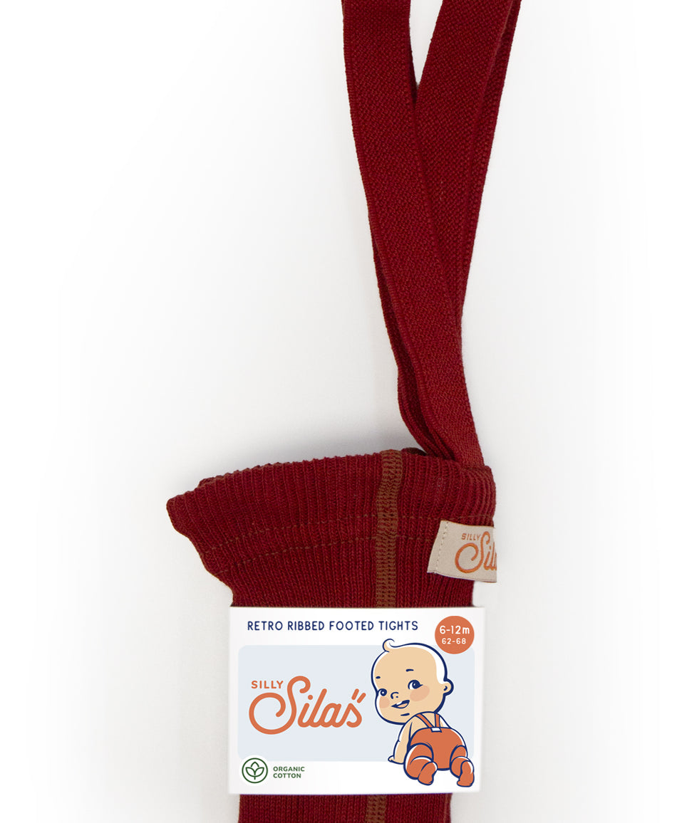 Organic Footed Cotton Tights with Braces  - Maple Leaf