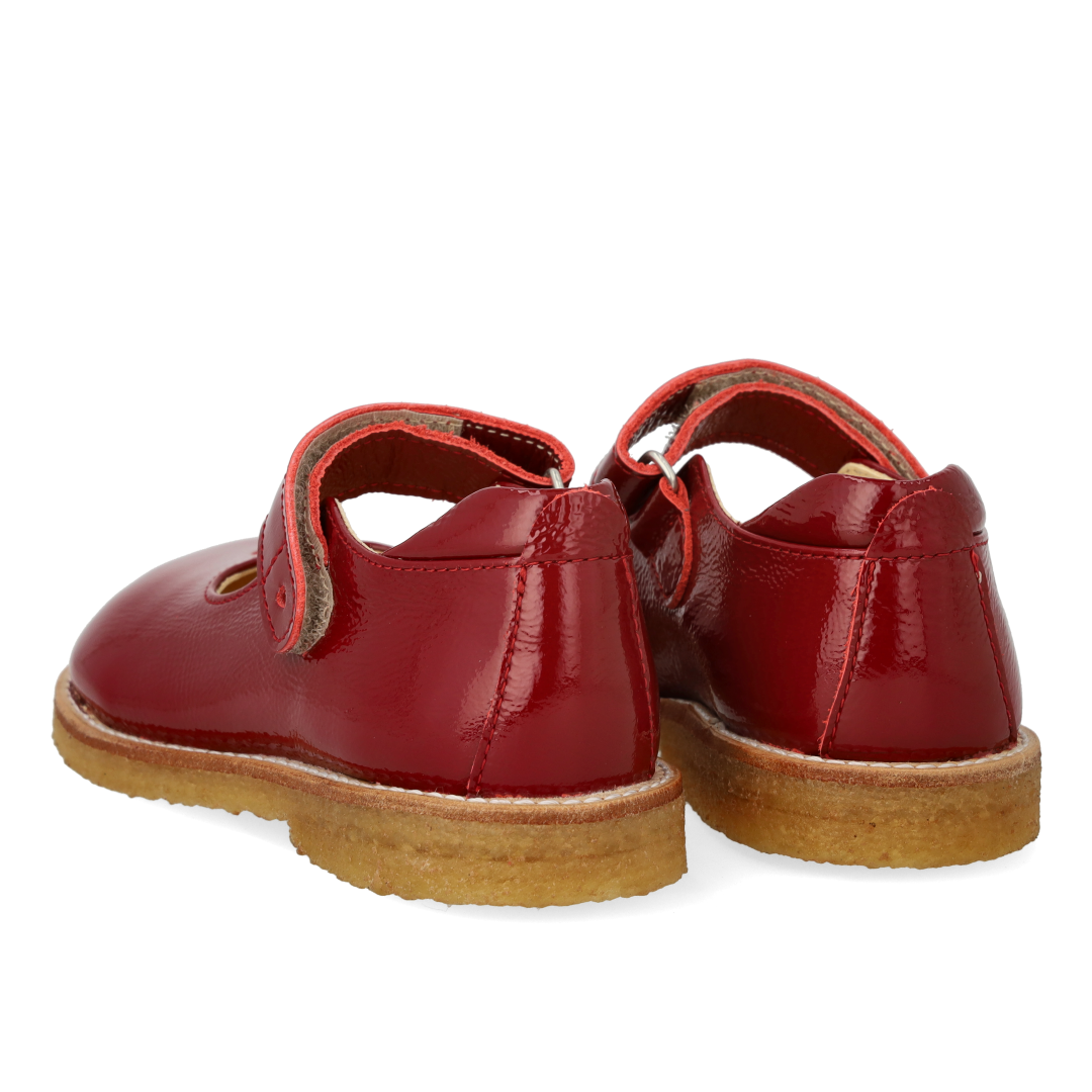 Mary Jane with heart and velcro closure -  Cranberry - Patent leather