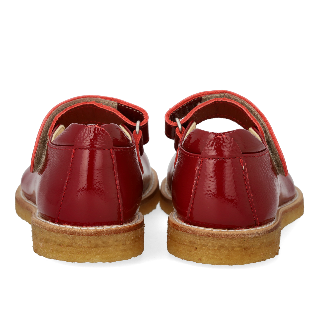 Mary Jane with heart and velcro closure -  Cranberry - Patent leather