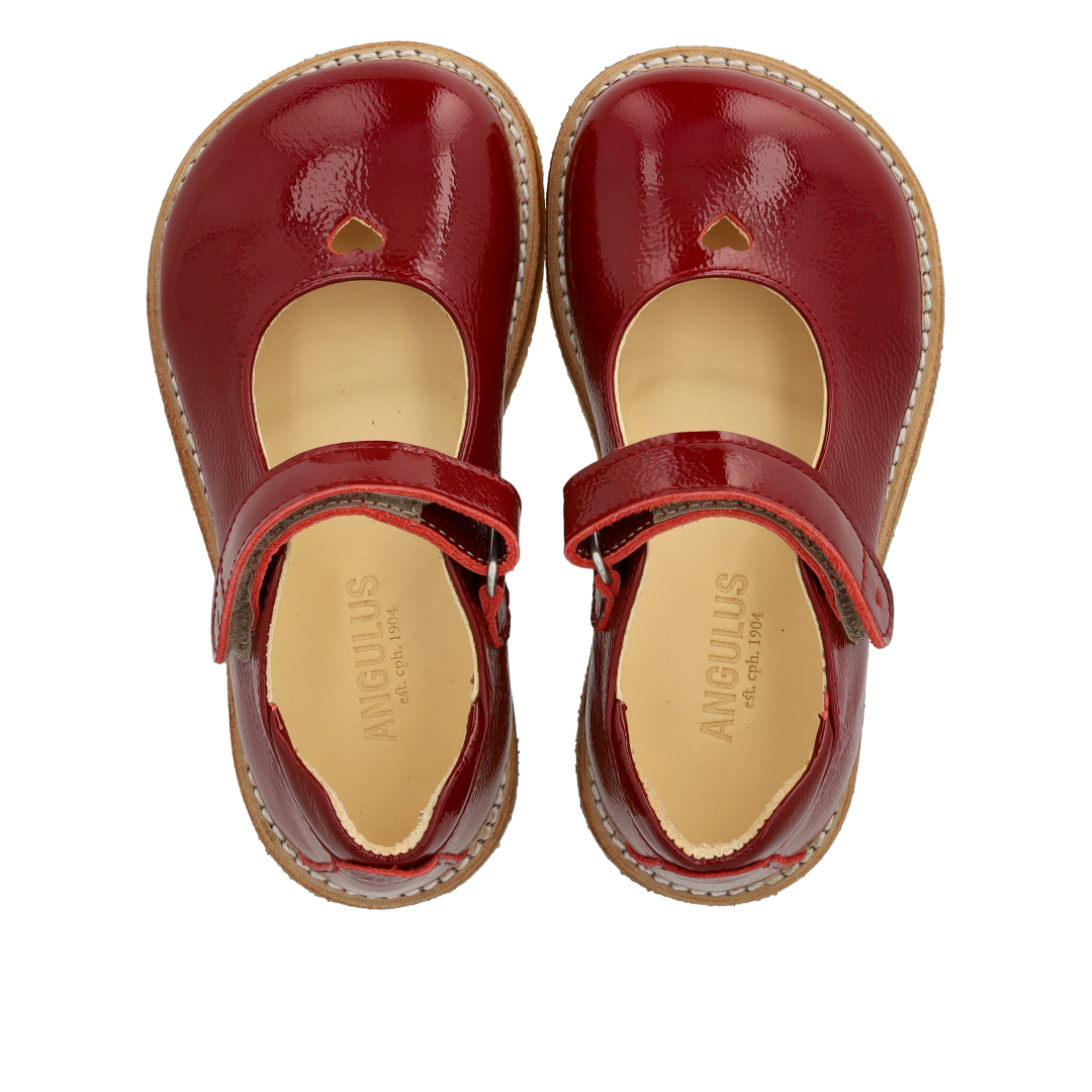 Mary Jane with heart and velcro closure -  Cranberry - Patent leather