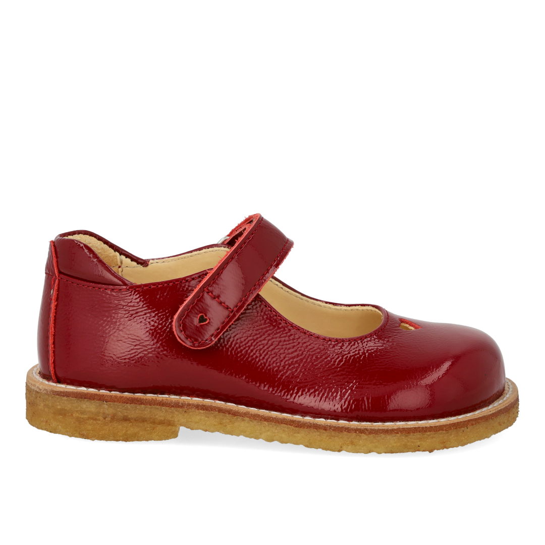 Mary Jane with heart and velcro closure -  Cranberry - Patent leather