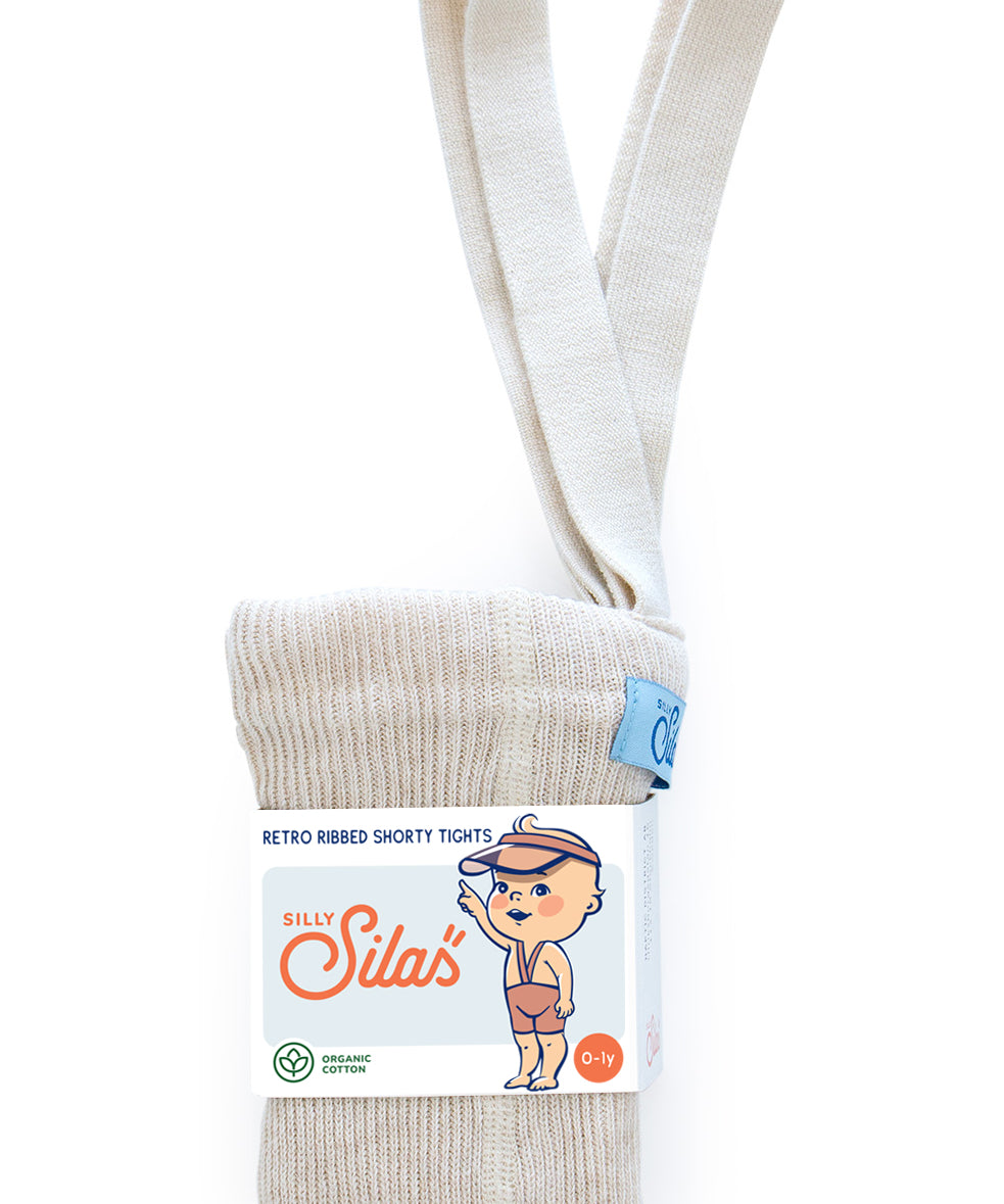 Organic Shorty Cotton Tights with Braces  - Cream Blend