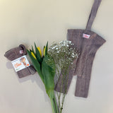 Organic Shorty Cotton Tights with Braces  - Peanut Blend