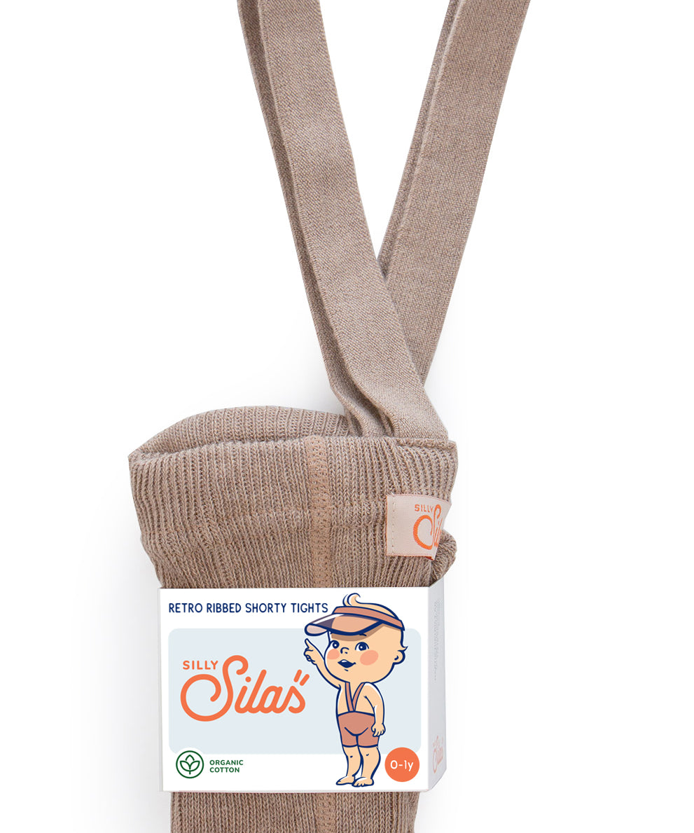 Organic Shorty Cotton Tights with Braces  - Peanut Blend