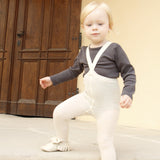 Organic Footed Cotton Tights with Braces  - Cream Blend