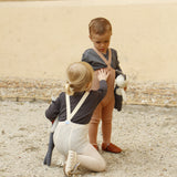 Organic Footed Cotton Tights with Braces  - Cream Blend