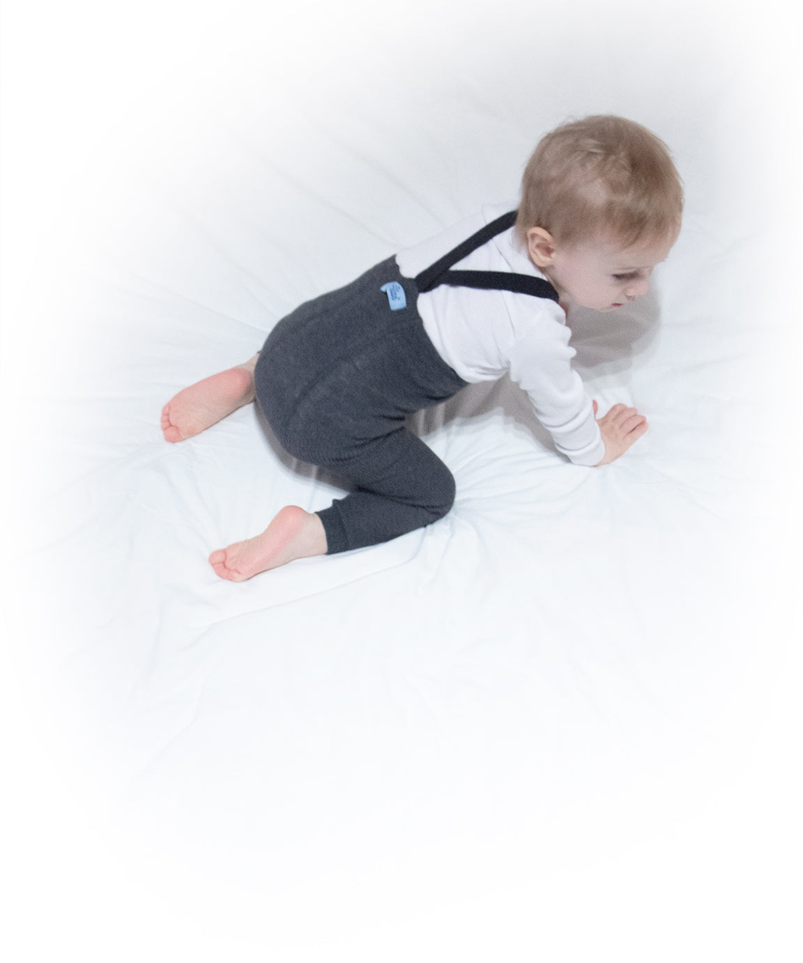 Organic Footless Cotton Tights with Braces  - Dark Grey Blend