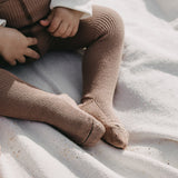 Organic Footed Cotton Tights with Braces  - Granola