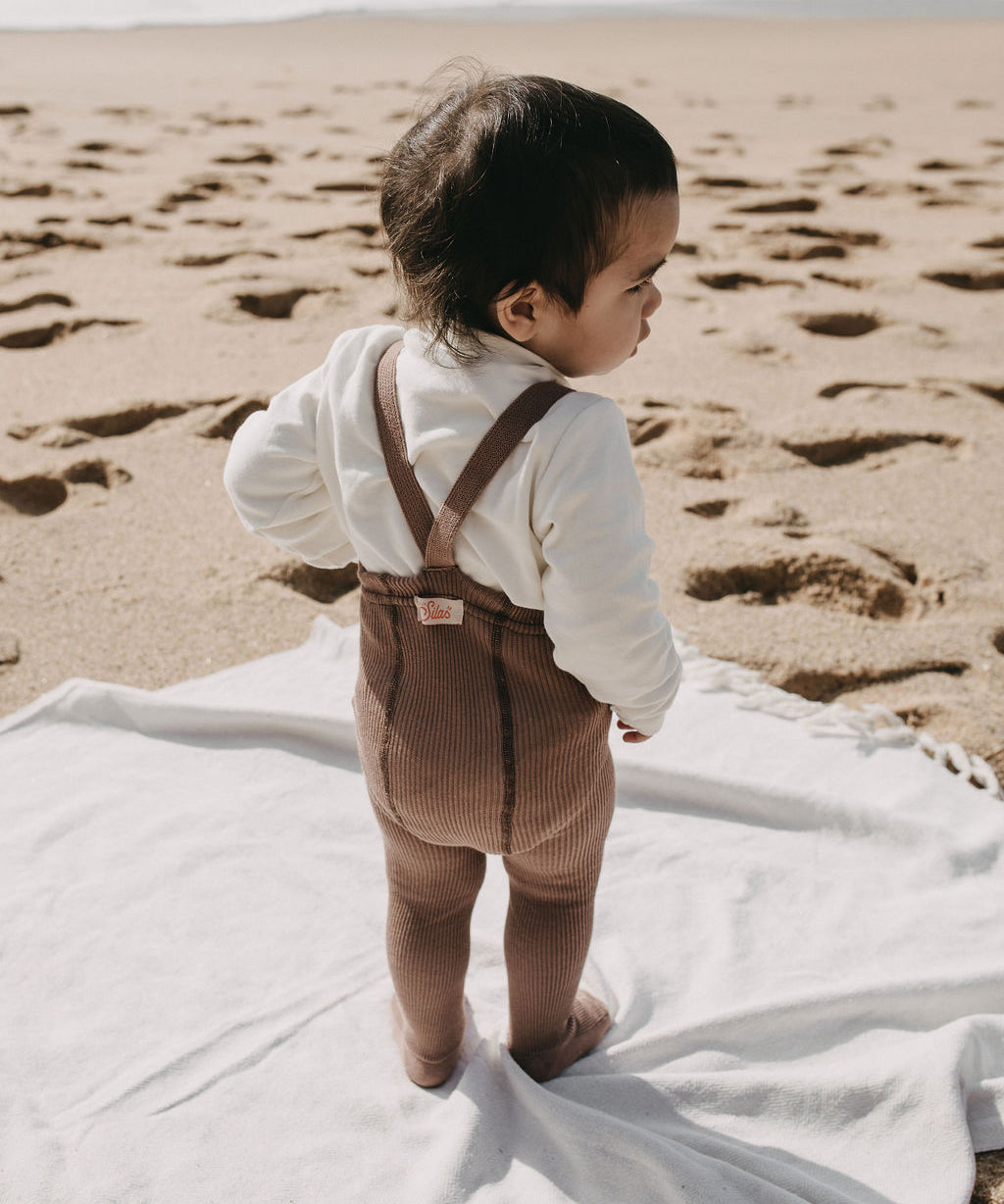 Organic Footed Cotton Tights with Braces  - Granola