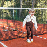 Organic Footless Cotton Tights with Braces  - Chocolate Brown Striped