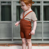 Organic Shorty Cotton Tights with Braces  - Cinnamon