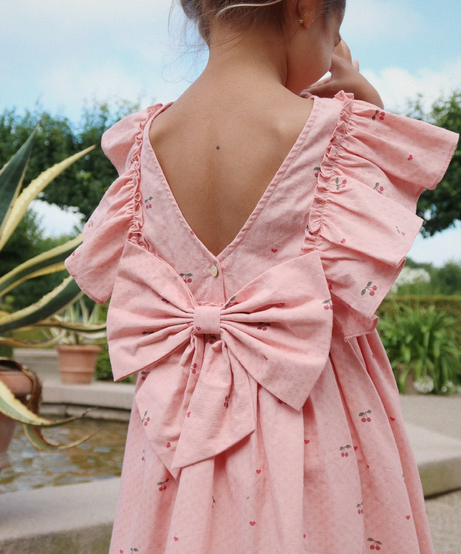 EVIA FRILL DRESS GOTS - CHERRY COEUR