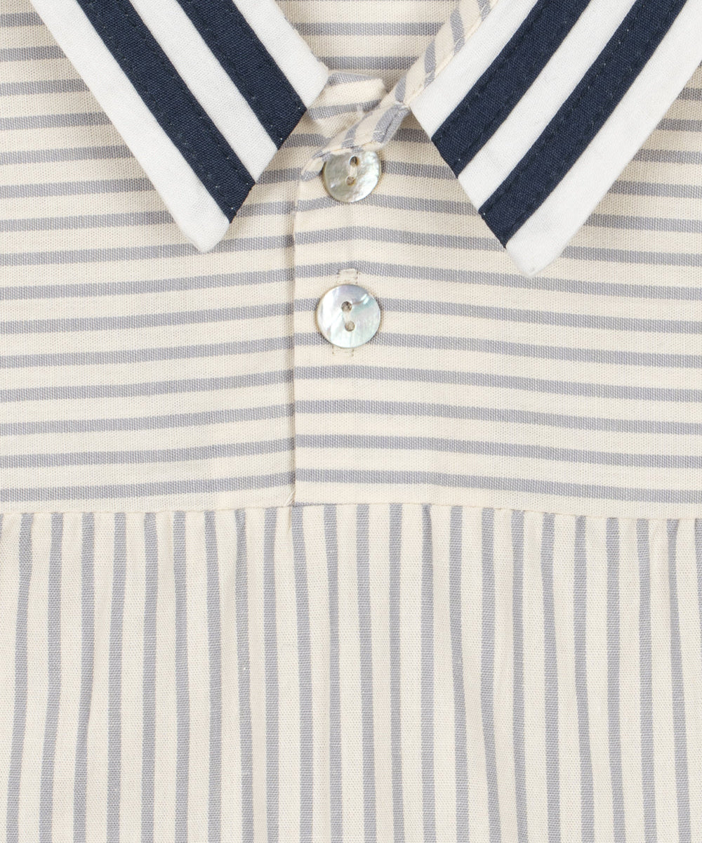 ALLIE SAILOR ROMPER GOTS - BLEU STRIPE
