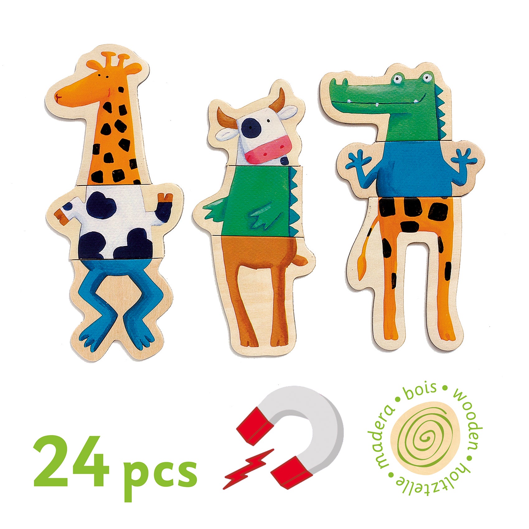 Wooden Magnetic Crazy Animals